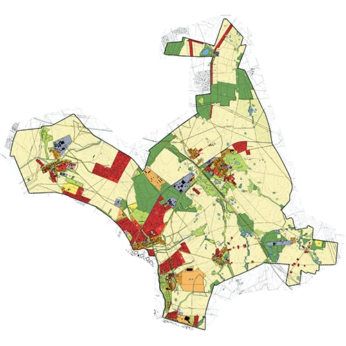 Flächennutzungsplan mit Darstellung von Bauflächen, Grünflächen und Nutzungsstrukturen im Gemeindegebiet